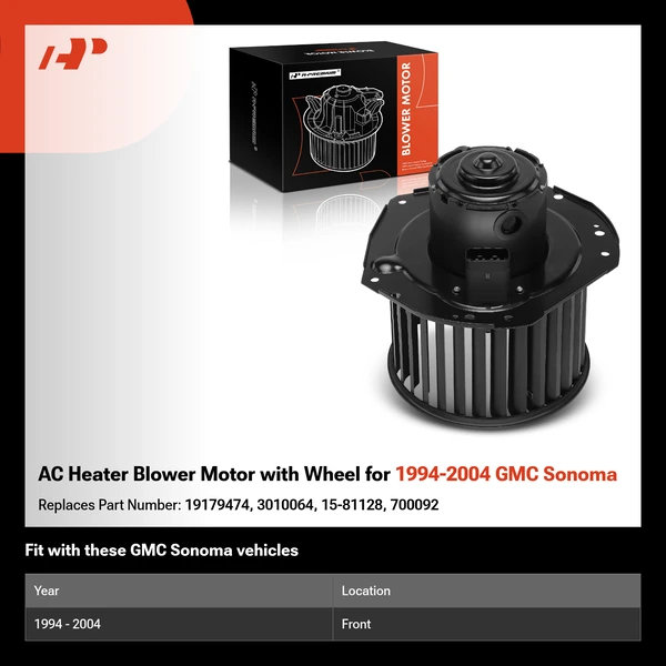 AC Heater Blower Motor with Wheel for 1994-2004 GMC Sonoma