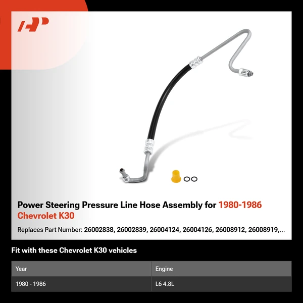 Power Steering Pressure Line Hose Assembly for 1980-1986 Chevrolet K30