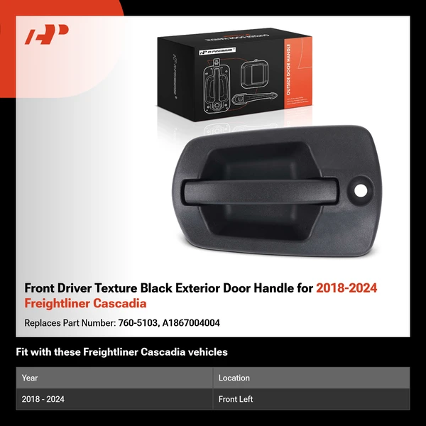 Front Driver Texture Black Exterior Door Handle for 2018-2024 Freightliner Cascadia