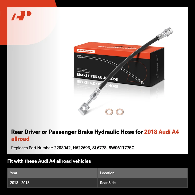 Rear Driver or Passenger Brake Hydraulic Hose for 2018 Audi A4 allroad