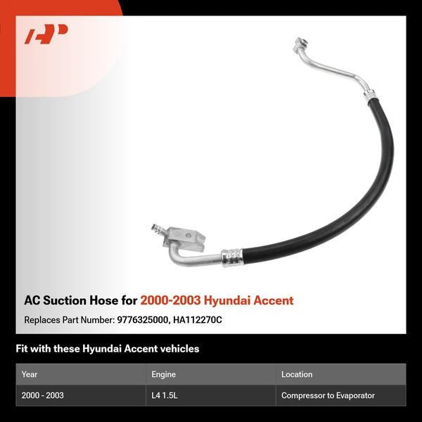 AC Suction Hose for 2000-2003 Hyundai Accent