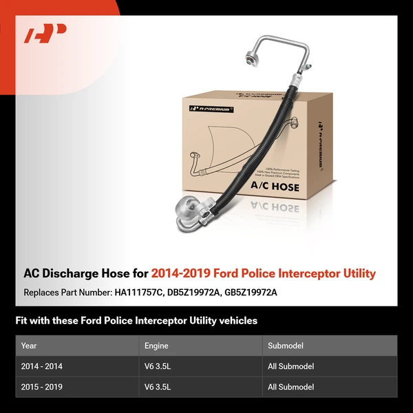AC Discharge Hose for 2014-2019 Ford Police Interceptor Utility