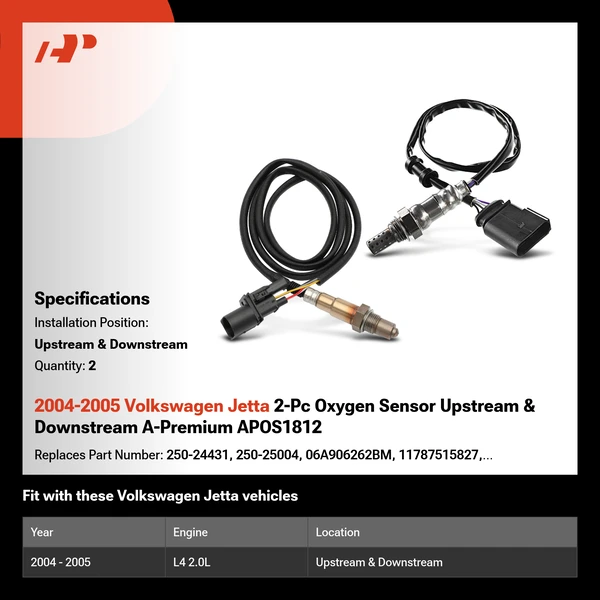 2004-2005 Volkswagen Jetta 2-Pc Oxygen Sensor Upstream & Downstream A-Premium APOS1812