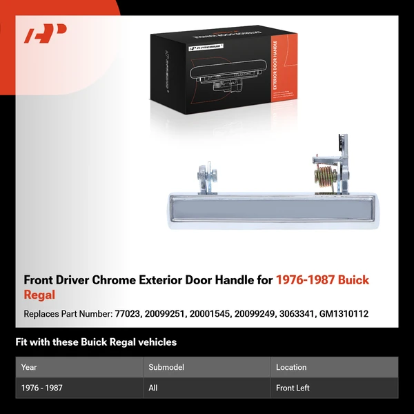 Front Driver Chrome Exterior Door Handle for 1976-1987 Buick Regal