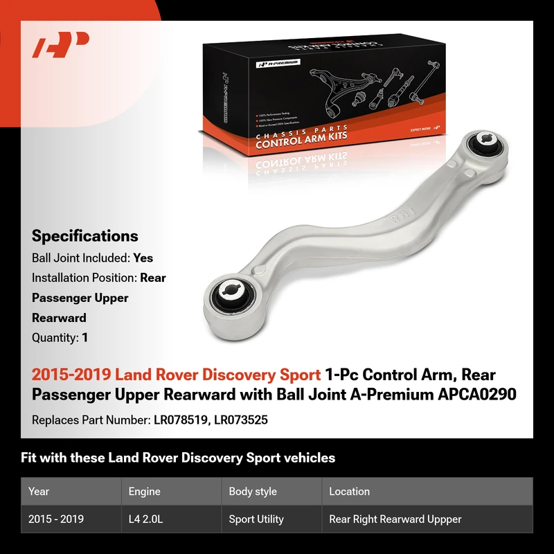 2015-2019 Land Rover Discovery Sport 1-Pc Control Arm, Rear Passenger Upper Rearward with Ball Joint A-Premium APCA0290