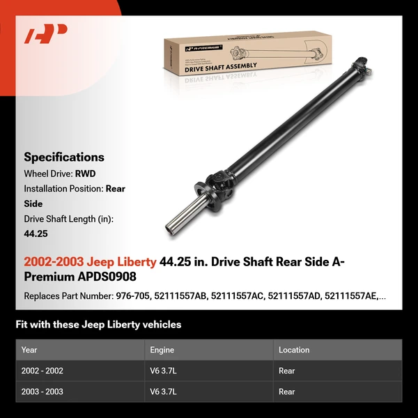 2002-2003 Jeep Liberty 44.25 in. Drive Shaft Rear Side A-Premium APDS0908