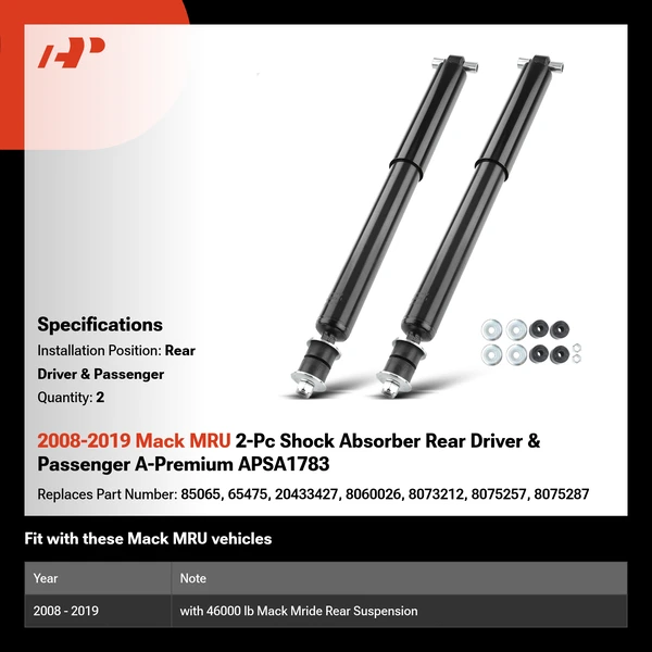 2008-2019 Mack MRU 2-Pc Shock Absorber Rear Driver & Passenger A-Premium APSA1783