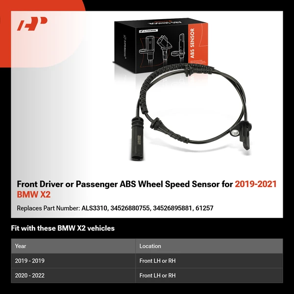 Front Driver or Passenger ABS Wheel Speed Sensor for 2019-2021 BMW X2