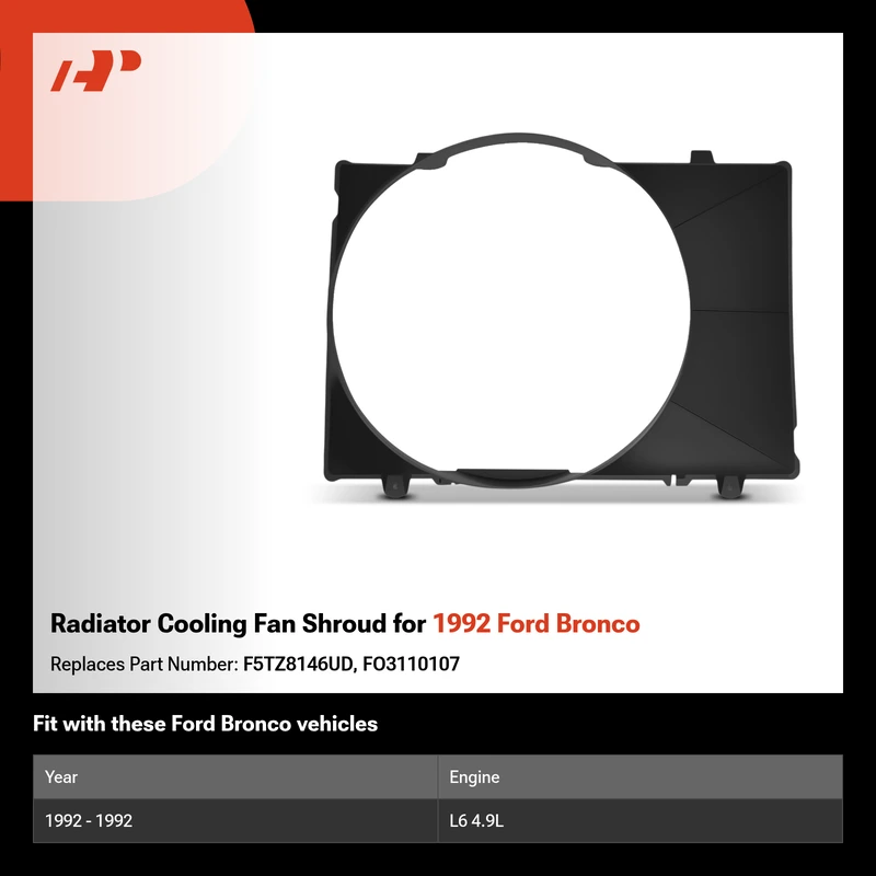 Radiator Cooling Fan Shroud for 1992 Ford Bronco