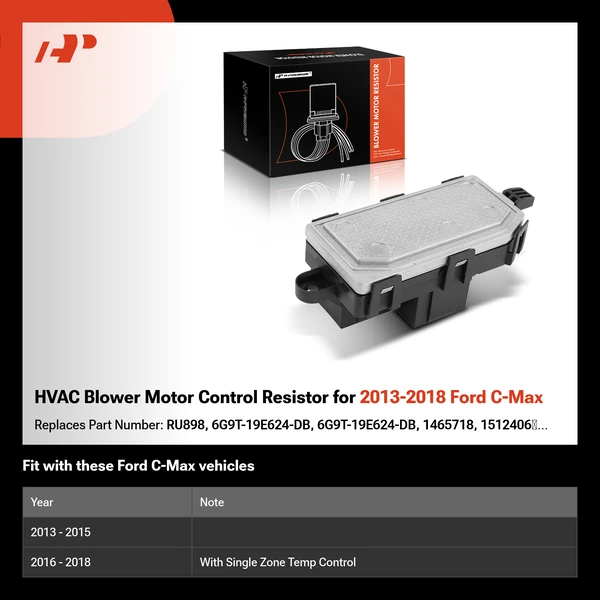 HVAC Blower Motor Control Resistor for 2013-2018 Ford C-Max