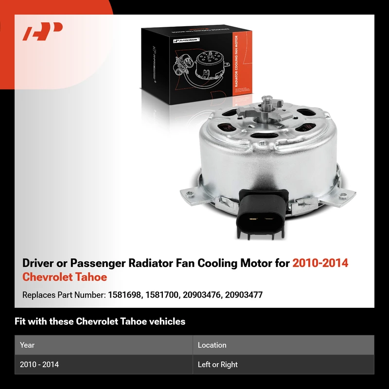 Driver or Passenger Radiator Fan Cooling Motor for 2010-2014 Chevrolet Tahoe