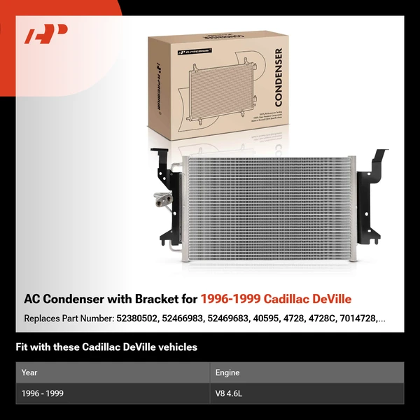 AC Condenser with Bracket for 1996-1999 Cadillac DeVille