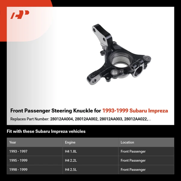 Front Passenger Steering Knuckle for 1993-1999 Subaru Impreza