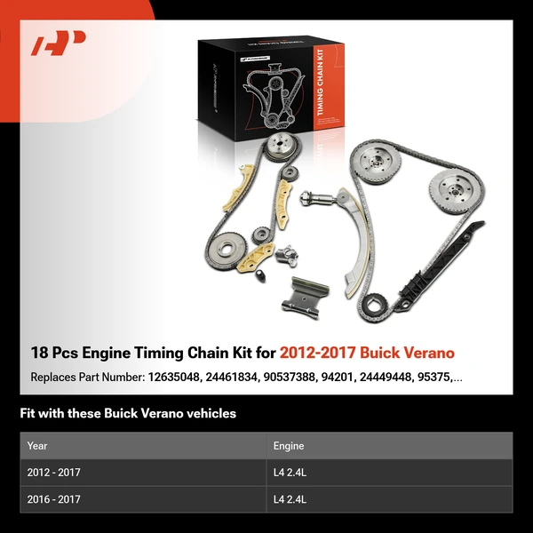 18 Pcs Engine Timing Chain Kit for 2012-2017 Buick Verano