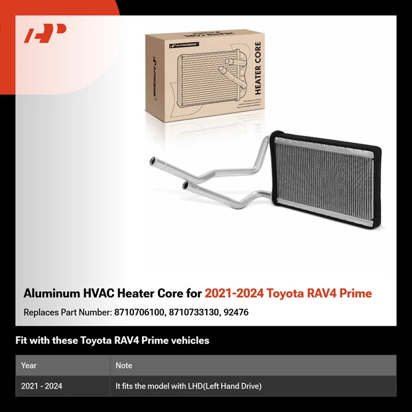 Aluminum HVAC Heater Core for 2021-2024 Toyota RAV4 Prime