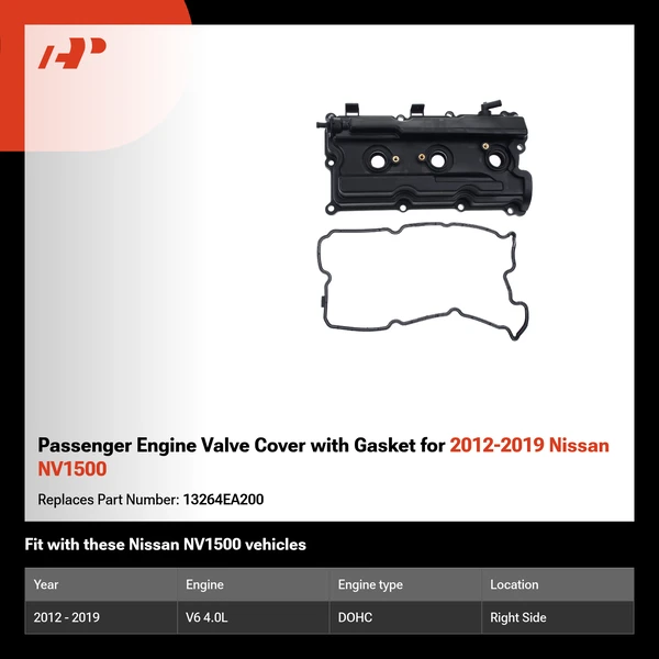 Passenger Engine Valve Cover with Gasket for 2012-2019 Nissan NV1500