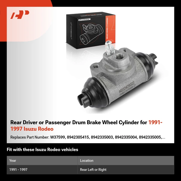 Rear Driver or Passenger Drum Brake Wheel Cylinder for 1991-1997 Isuzu Rodeo