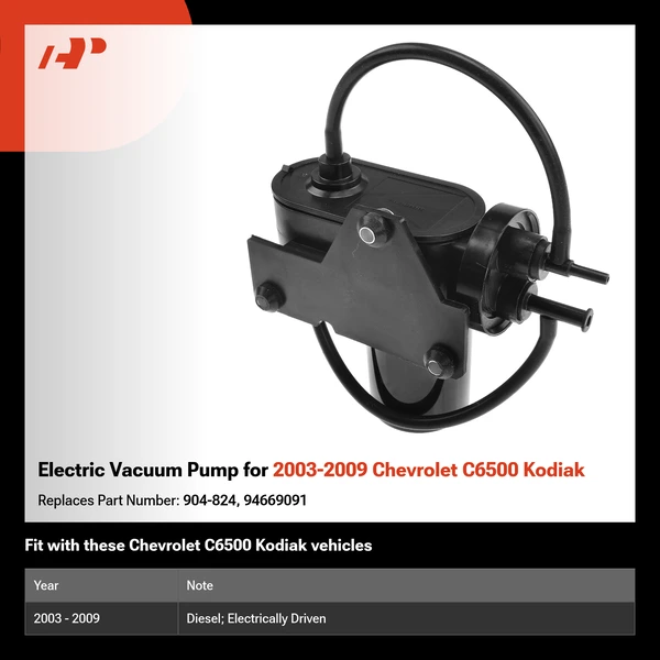 Electric Vacuum Pump for 2003-2009 Chevrolet C6500 Kodiak