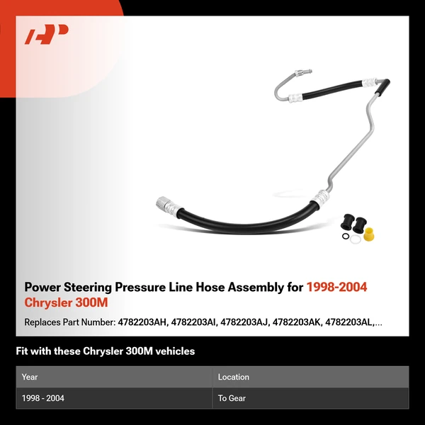 Power Steering Pressure Line Hose Assembly for 1998-2004 Chrysler 300M