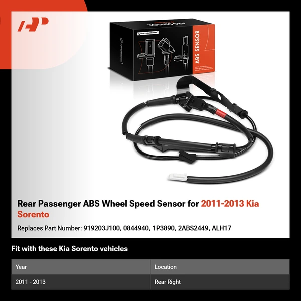 Rear Passenger ABS Wheel Speed Sensor for 2011-2013 Kia Sorento