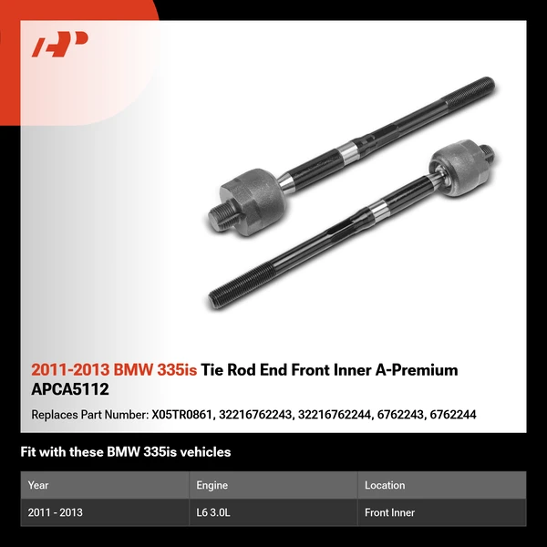 2011-2013 BMW 335is Tie Rod End Front Inner A-Premium APCA5112