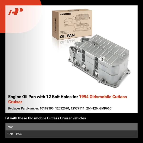 Engine Oil Pan with 12 Bolt Holes for 1994 Oldsmobile Cutlass Cruiser