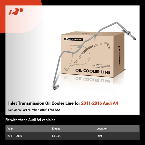 Inlet Transmission Oil Cooler Line for 2011-2016 Audi A4