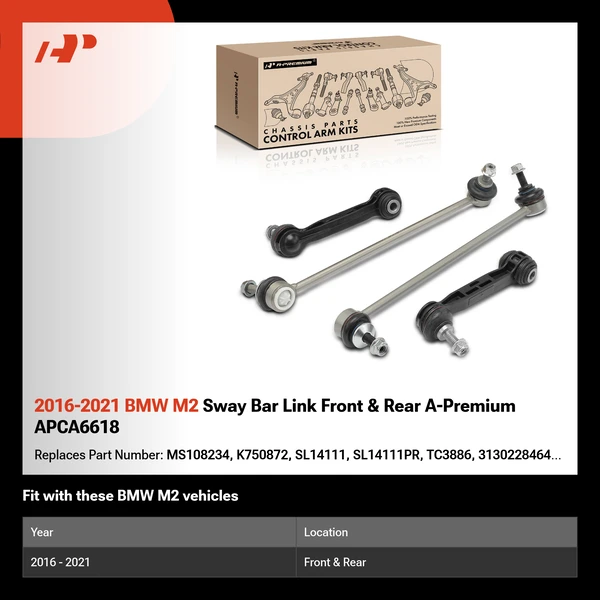 2016-2021 BMW M2 Sway Bar Link Front & Rear A-Premium APCA6618