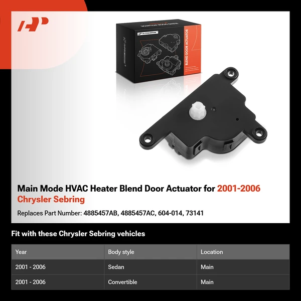 Main Mode HVAC Heater Blend Door Actuator for 2001-2006 Chrysler Sebring