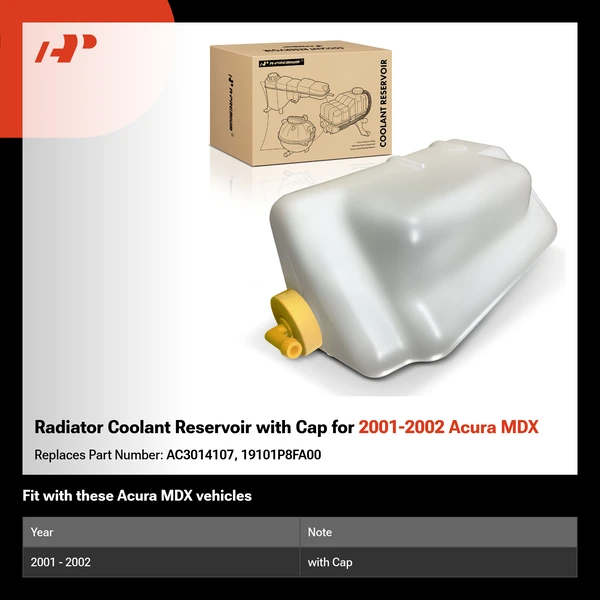 Radiator Coolant Reservoir with Cap for 2001-2002 Acura MDX
