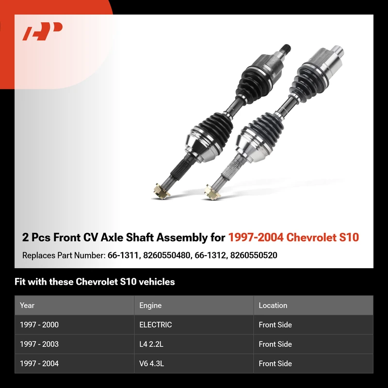 2 Pcs Front CV Axle Shaft Assembly for 1997-2004 Chevrolet S10