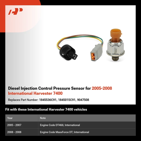 Diesel Injection Control Pressure Sensor for 2005-2008 International Harvester 7400