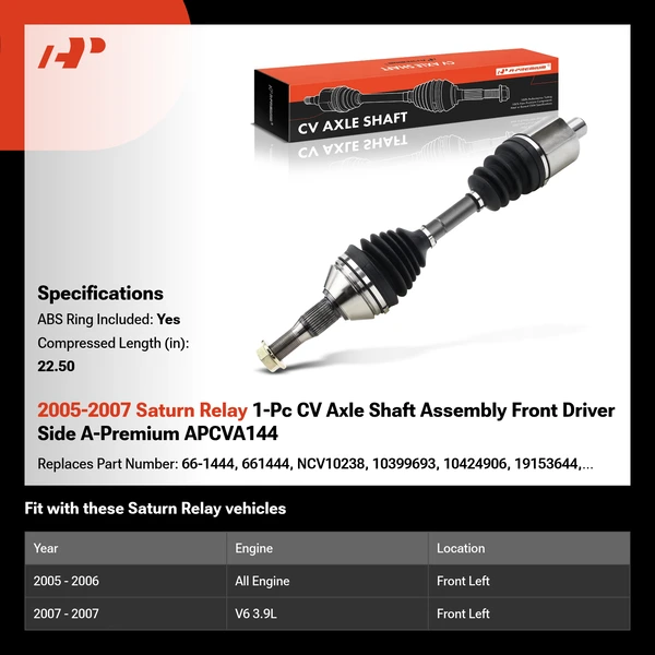 2005-2007 Saturn Relay 1-Pc CV Axle Shaft Assembly Front Driver Side A-Premium APCVA144