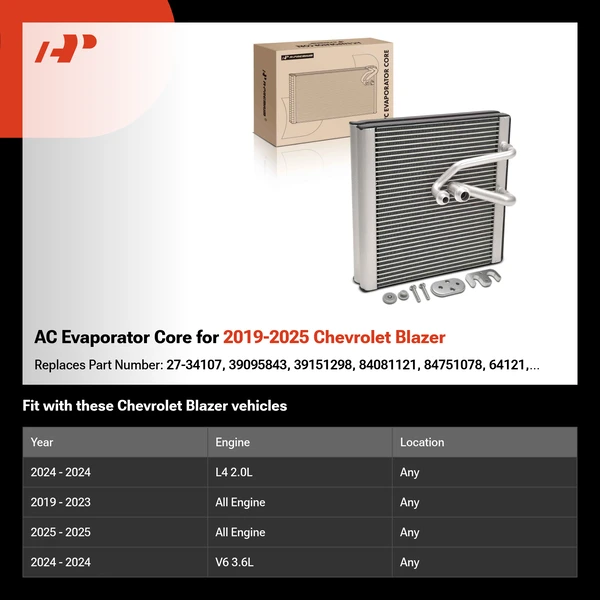 AC Evaporator Core for 2019-2025 Chevrolet Blazer