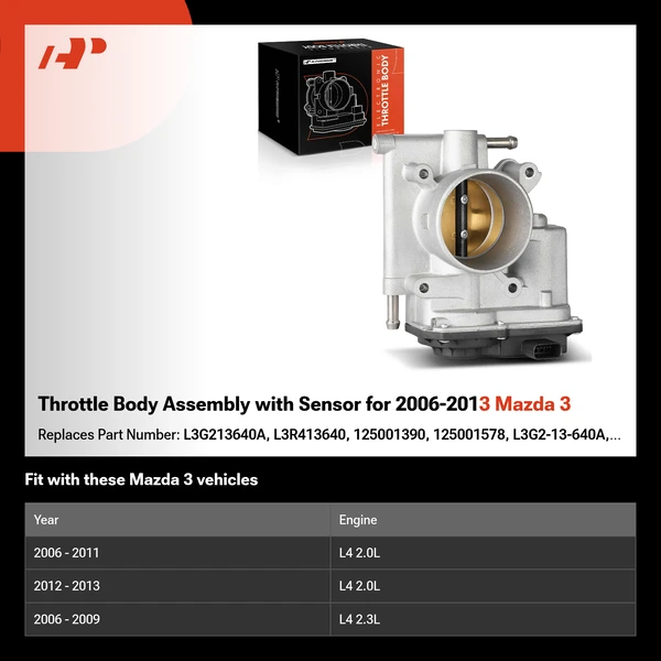 Throttle Body Assembly with Sensor for 2006-2013 Mazda 3