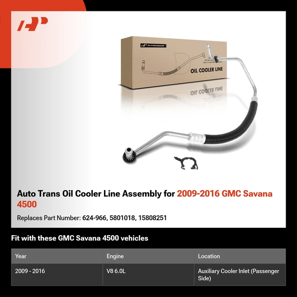 Auto Trans Oil Cooler Line Assembly for 2009-2016 GMC Savana 4500