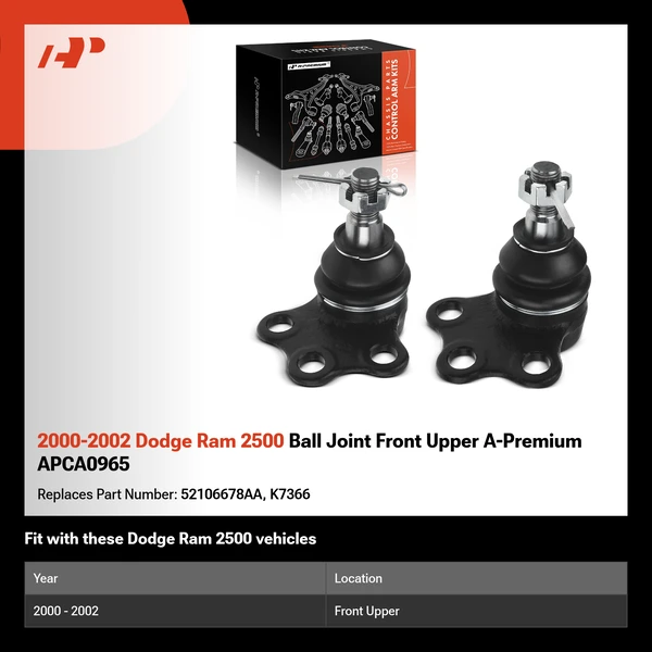 2000-2002 Dodge Ram 2500 Ball Joint Front Upper A-Premium APCA0965