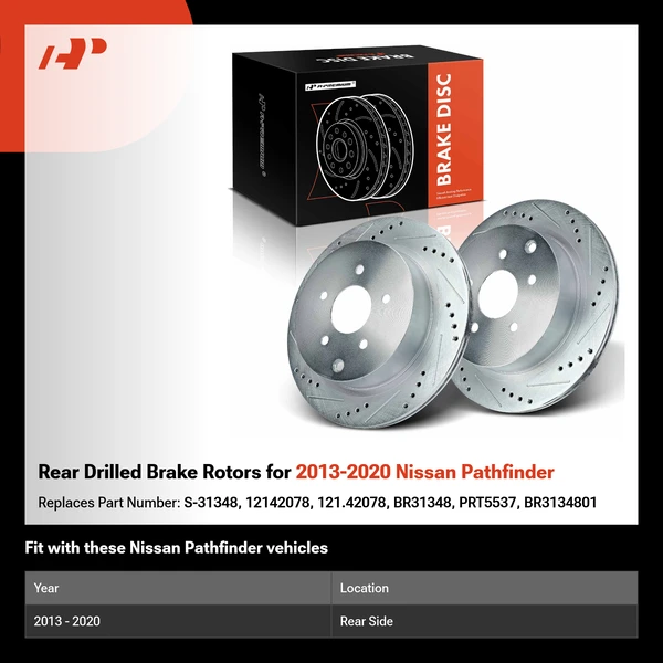 Rear Drilled Brake Rotors for 2013-2020 Nissan Pathfinder