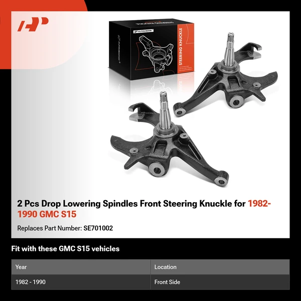 2 Pcs Drop Lowering Spindles Front Steering Knuckle for 1982-1990 GMC S15