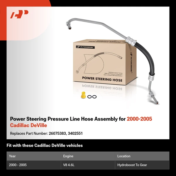 Power Steering Pressure Line Hose Assembly for 2000-2005 Cadillac DeVille