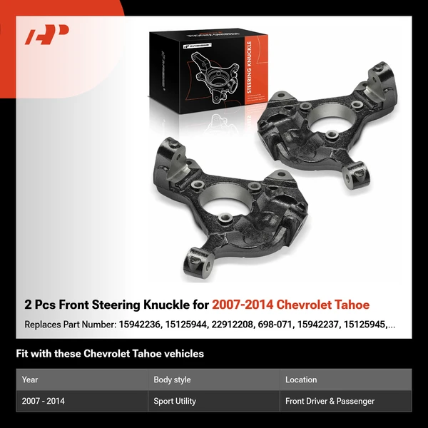 2 Pcs Front Steering Knuckle for 2007-2014 Chevrolet Tahoe