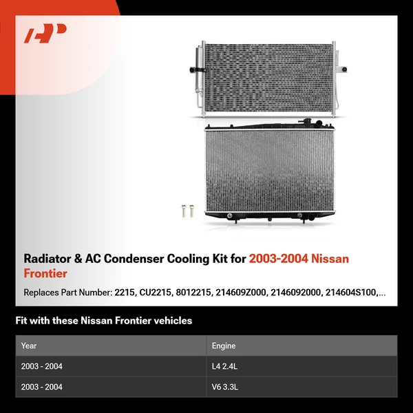 Radiator & AC Condenser Cooling Kit for 2003-2004 Nissan Frontier