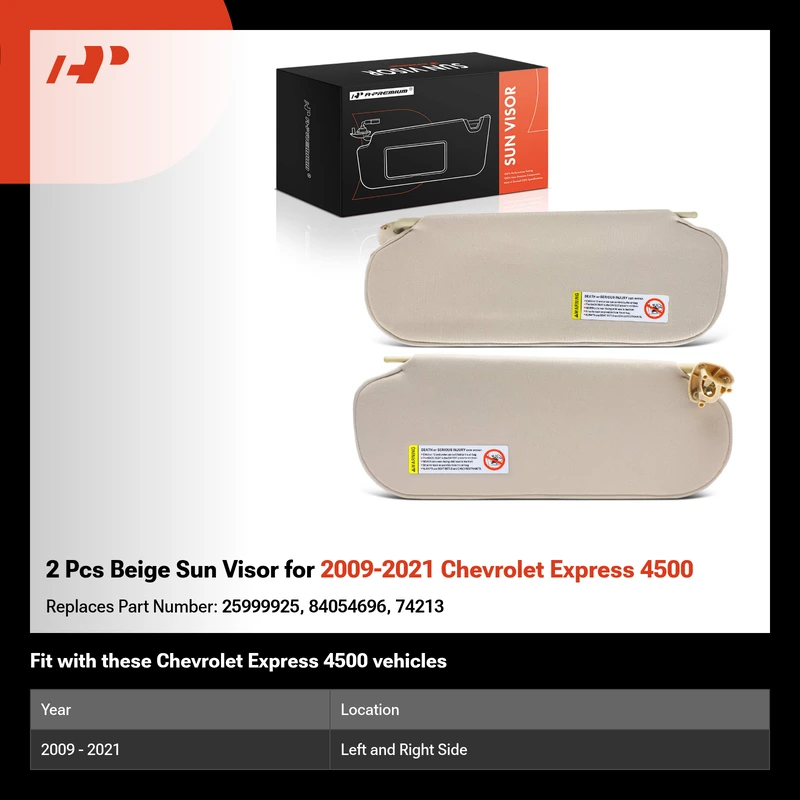 2 Pcs Beige Sun Visor for 2009-2021 Chevrolet Express 4500