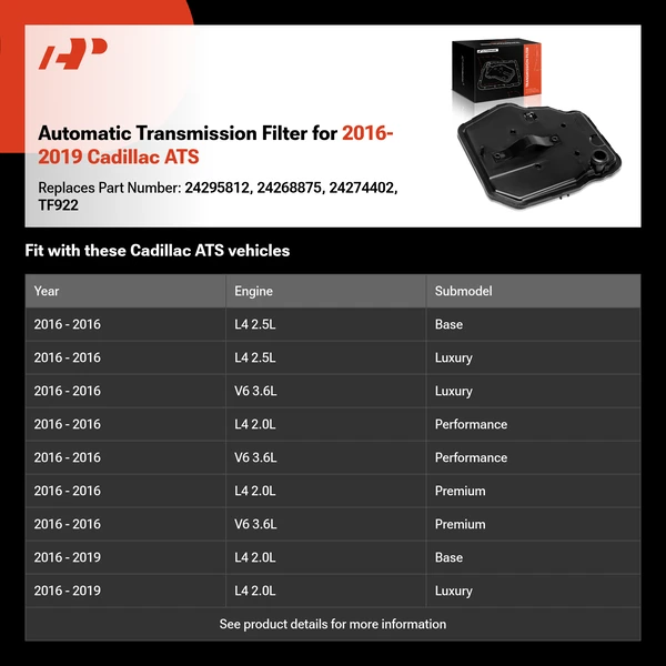 Automatic Transmission Filter for 2016-2019 Cadillac ATS