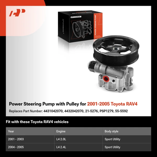 Power Steering Pump with Pulley for 2001-2005 Toyota RAV4