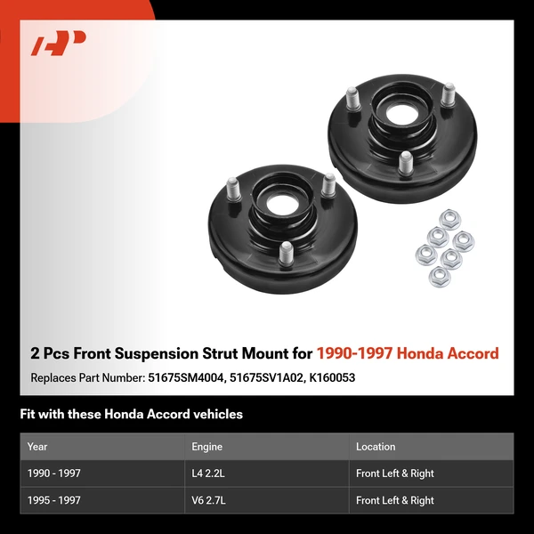 2 Pcs Front Suspension Strut Mount for 1990-1997 Honda Accord