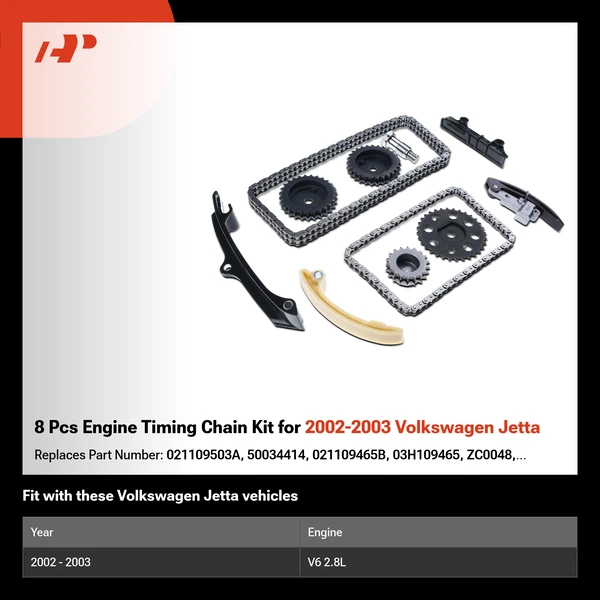 8 Pcs Engine Timing Chain Kit for 2002-2003 Volkswagen Jetta