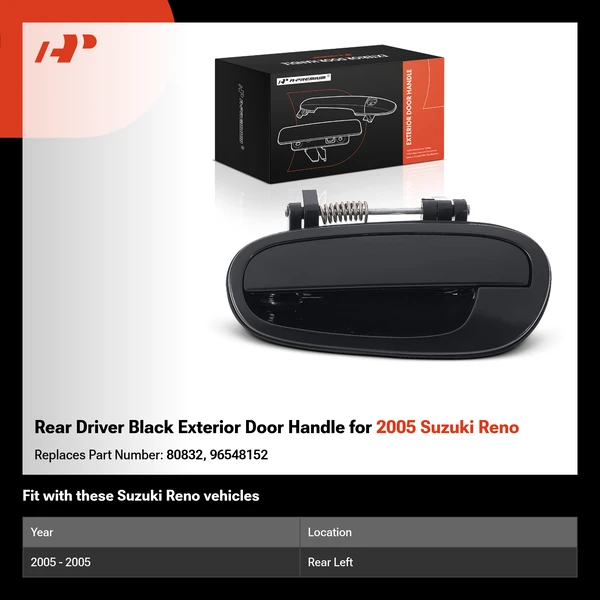 Rear Driver Black Exterior Door Handle for 2005 Suzuki Reno
