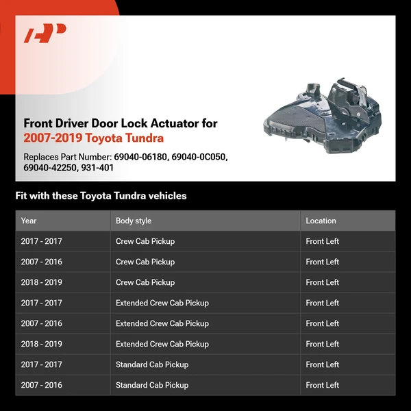 Front Driver Door Lock Actuator for 2007-2019 Toyota Tundra
