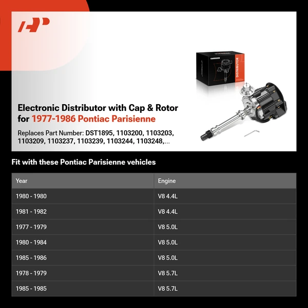 Electronic Distributor with Cap & Rotor for 1977-1986 Pontiac Parisienne